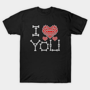 I Love You - Skeleton Bones & Red Heart T-Shirt